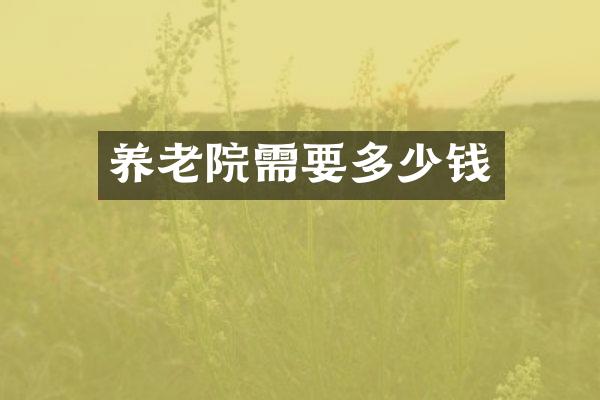 养老院需要多少钱