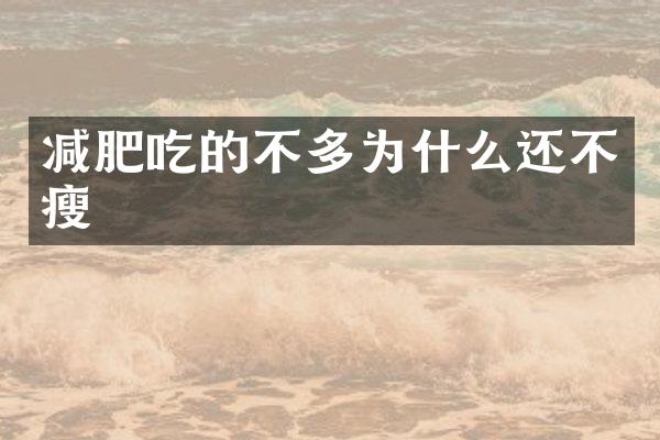 减肥吃的不多为什么还不瘦