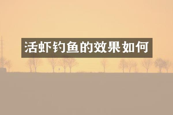 活虾钓鱼的效果如何