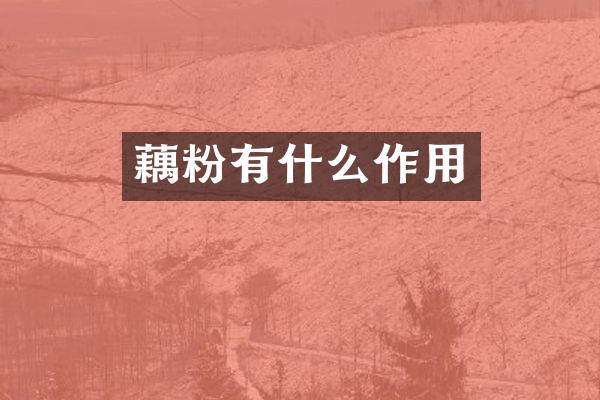藕粉有什么作用