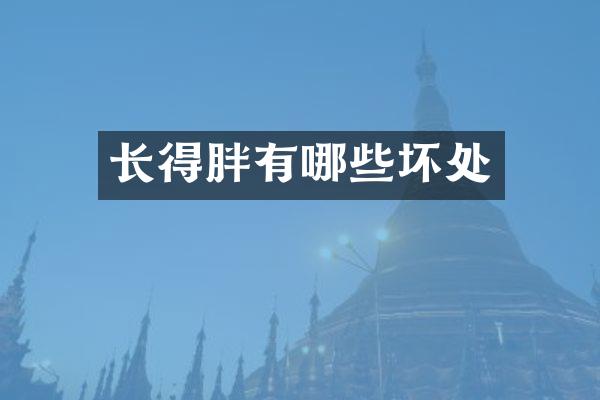 长得胖有哪些坏处
