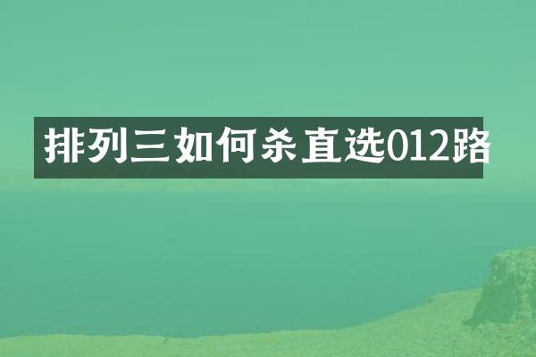 排列三如何杀直选012路