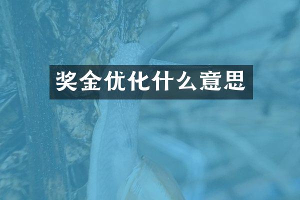 奖金优化什么意思