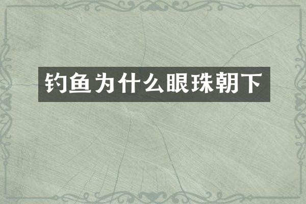 钓鱼为什么眼珠朝下