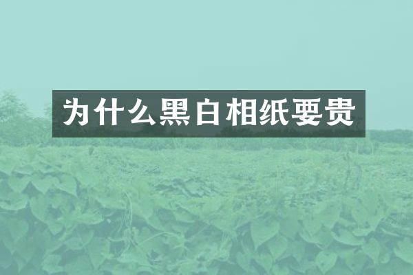 为什么黑白相纸要贵