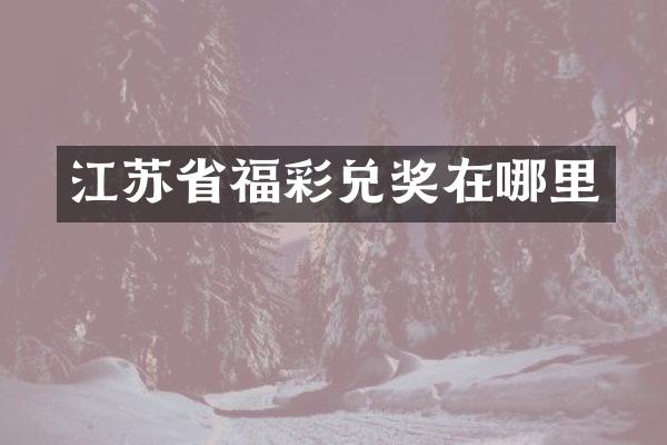 江苏省福彩兑奖在哪里