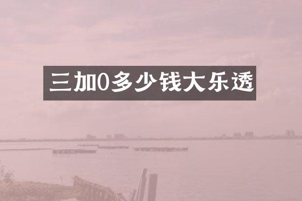 三加0多少钱大