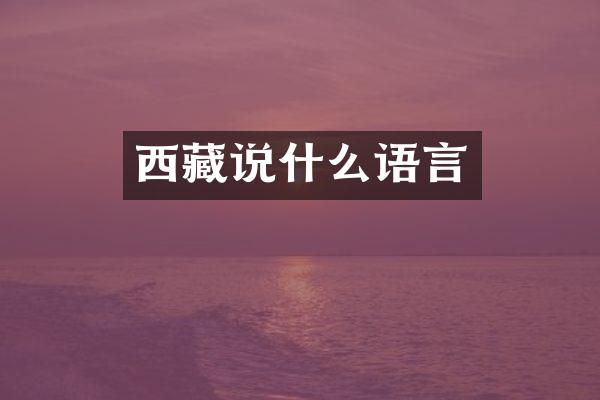 西藏说什么语言