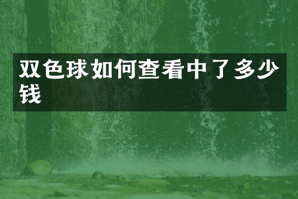 双色球如何查看中了多少钱