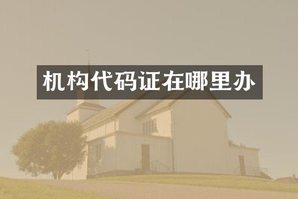 机构代码证在哪里办