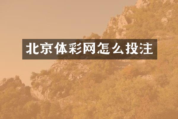 北京体彩网怎么投注