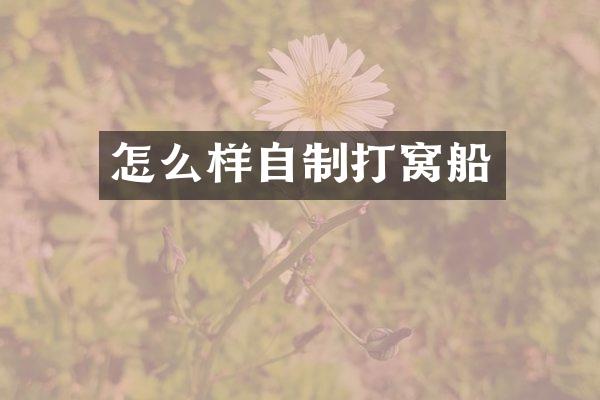 怎么样自制打窝船
