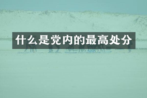 什么是党内的最高处分