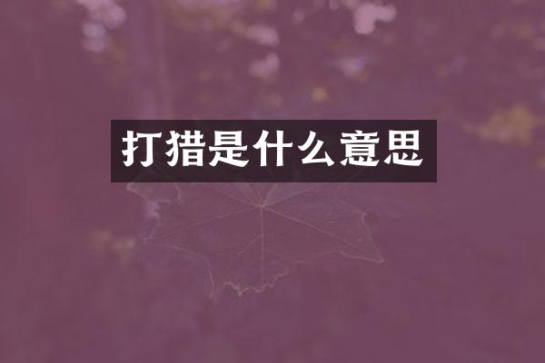打猎是什么意思