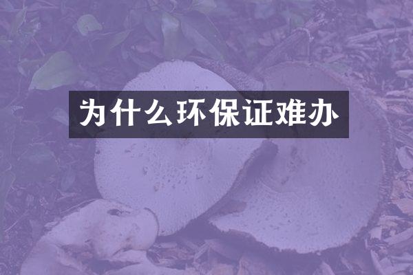 为什么环保证难办