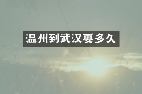 温州到武汉要多久