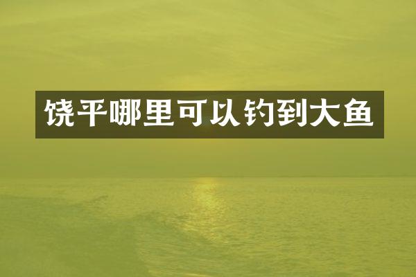 饶平哪里可以钓到大鱼