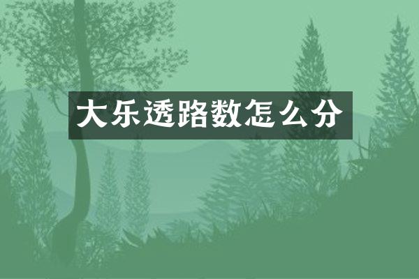 大乐透路数怎么分