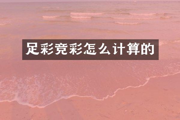 足彩竞彩怎么计算的