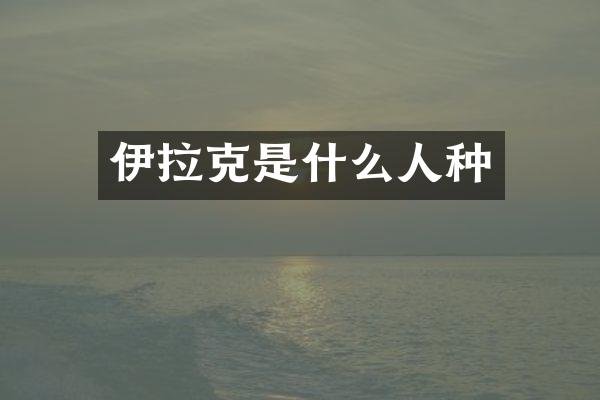 伊拉克是什么人种
