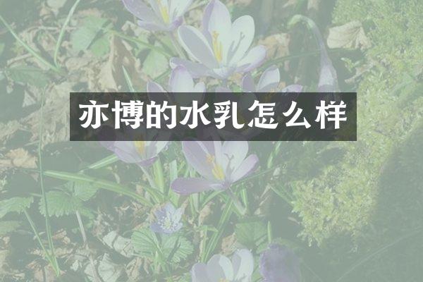 亦博的水乳怎么样