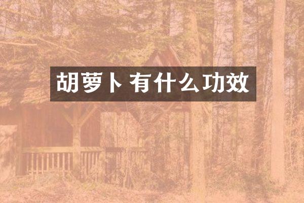 胡萝卜有什么功效