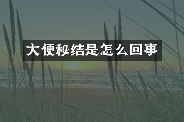 大便秘结是怎么回事