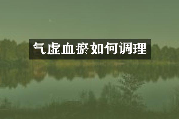 气虚血瘀如何调理
