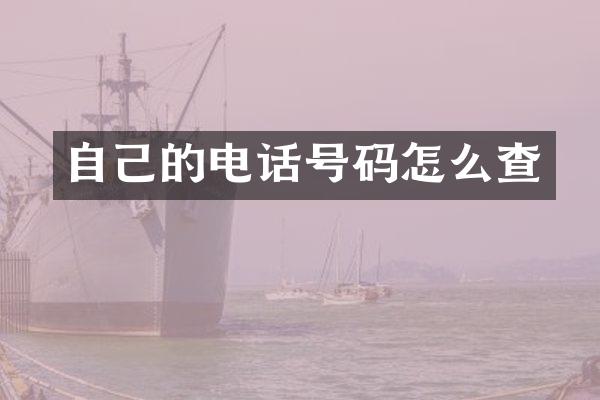 自己的电话号码怎么查