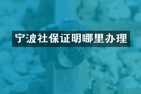 宁波社保证明哪里办理