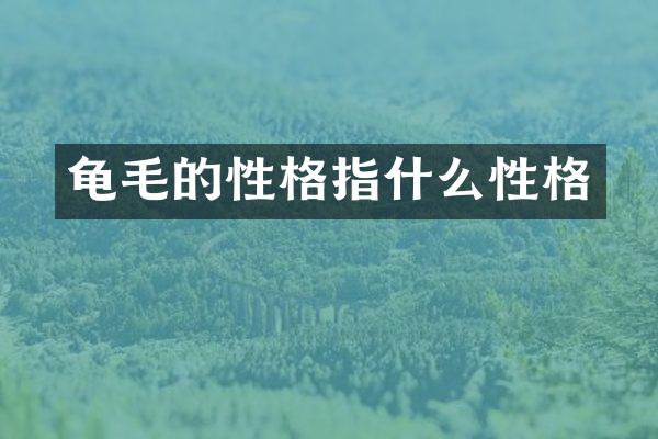龟毛的性格指什么性格