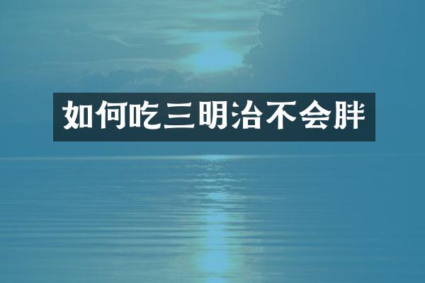 如何吃三明治不会胖