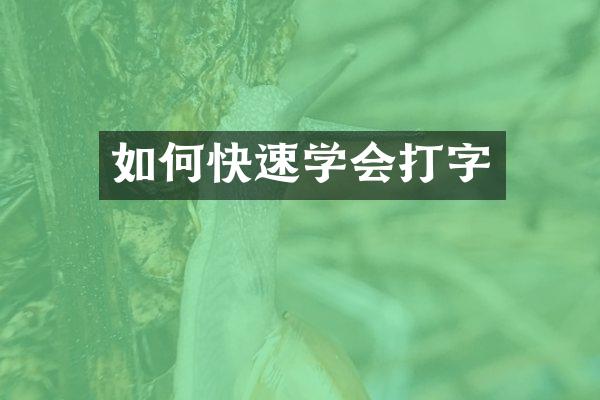 如何快速学会打字
