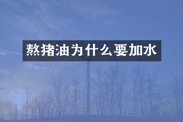 熬猪油为什么要加水