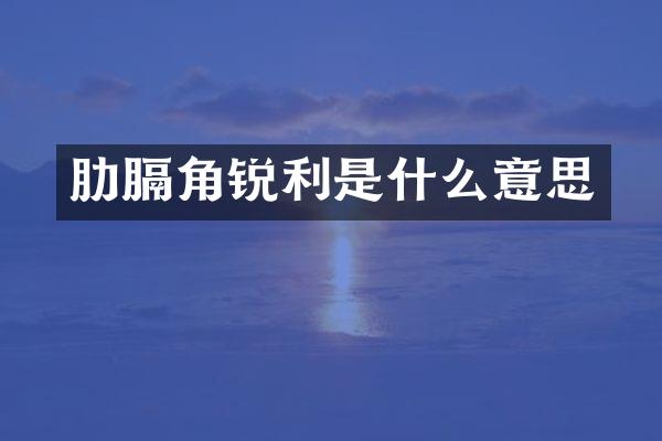 肋膈角锐利是什么意思