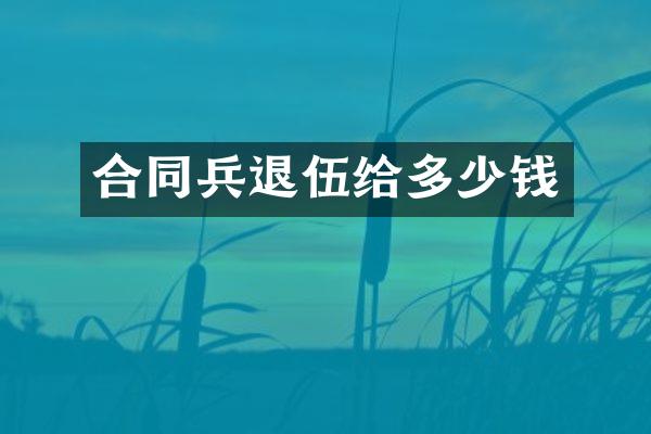 合同兵退伍给多少钱