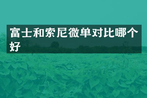 富士和索尼微单对比哪个好