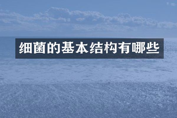 细菌的基本结构有哪些