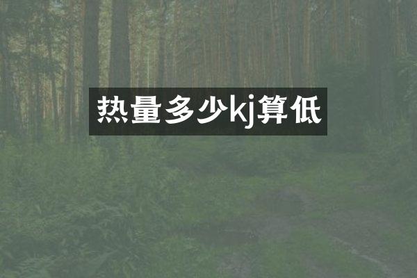 热量多少kj算低