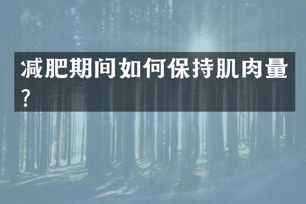 减肥期间如何保持肌肉量？