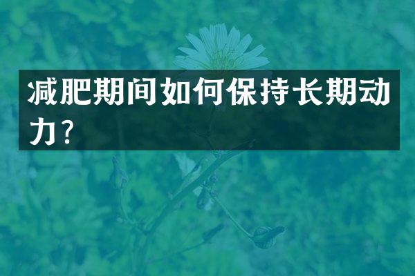 减肥期间如何保持长期动力？