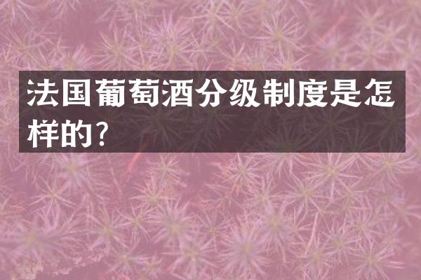 法国葡萄酒分级制度是怎样的？