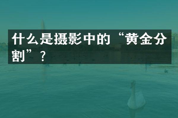 什么是摄影中的“黄金分割”？