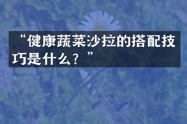 “健康蔬菜沙拉的搭配技巧是什么？”
