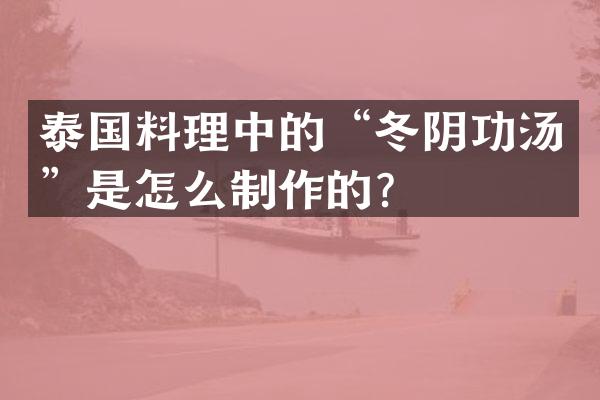 泰国料理中的“冬阴功汤”是怎么制作的？