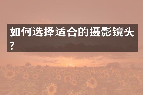 如何选择适合的摄影镜头？