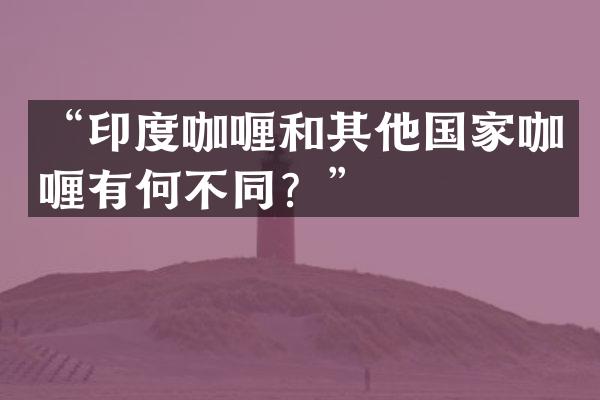 “印度咖喱和其他国家咖喱有何不同？”