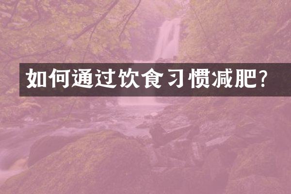 如何通过饮食习惯减肥？