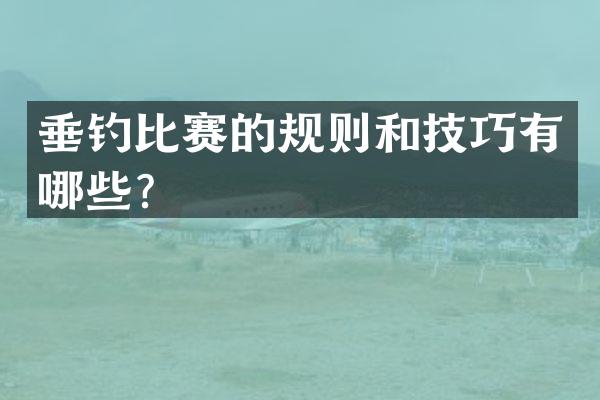 垂钓比赛的规则和技巧有哪些？