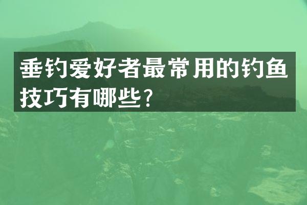 垂钓爱好者最常用的钓鱼技巧有哪些？